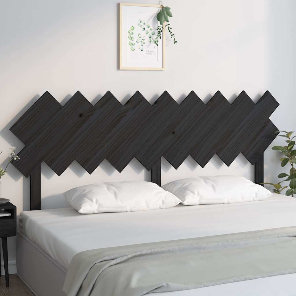 Sänggavel svart 178x3x80,5 cm massiv furu