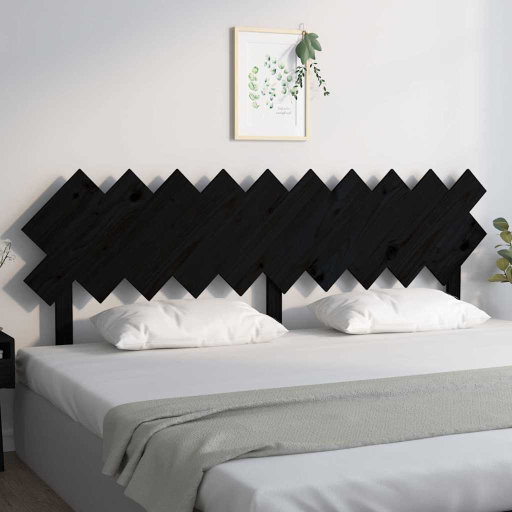Sänggavel svart 196x3x80,5 cm massiv furu