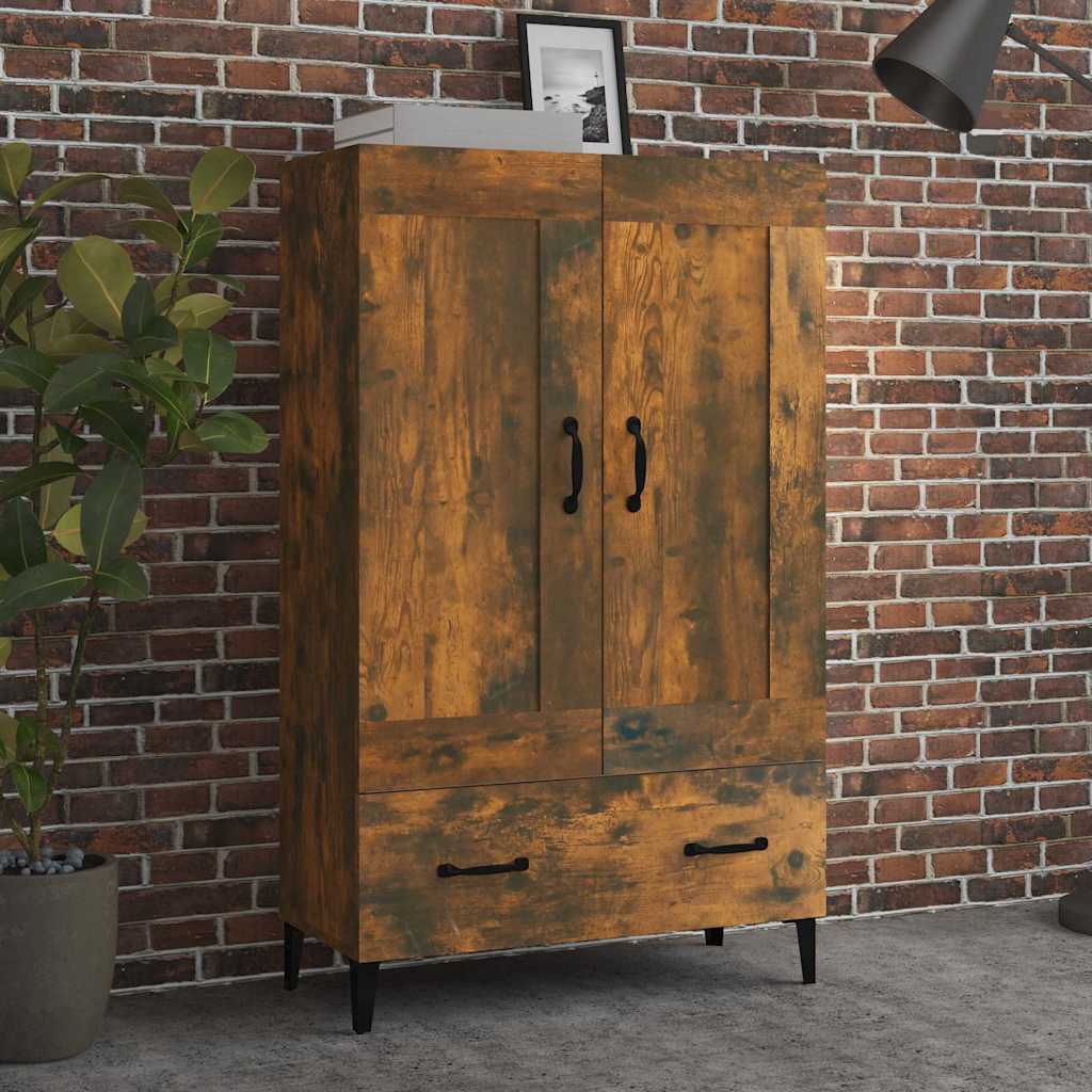 Skåp Rökfärgad ek 70x31x115 cm konstruerat trä