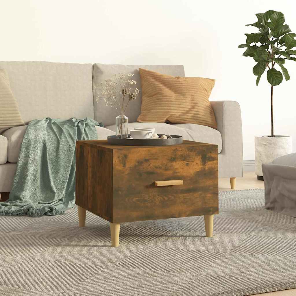Soffbord rökfärgad ek 50x50x40 cm konstruerat trä