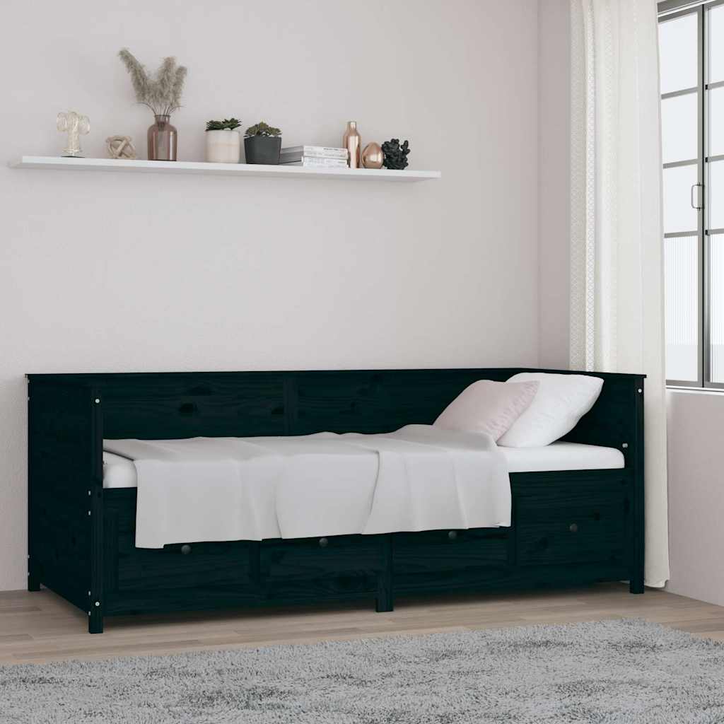 Dagbädd svart 90x200 cm massiv furu