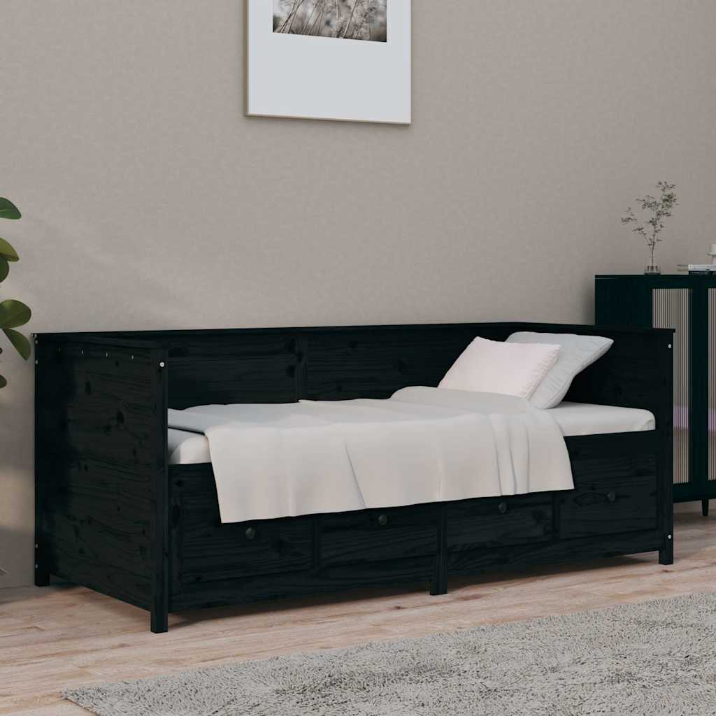 Dagbädd svart 90x190 cm massiv furu