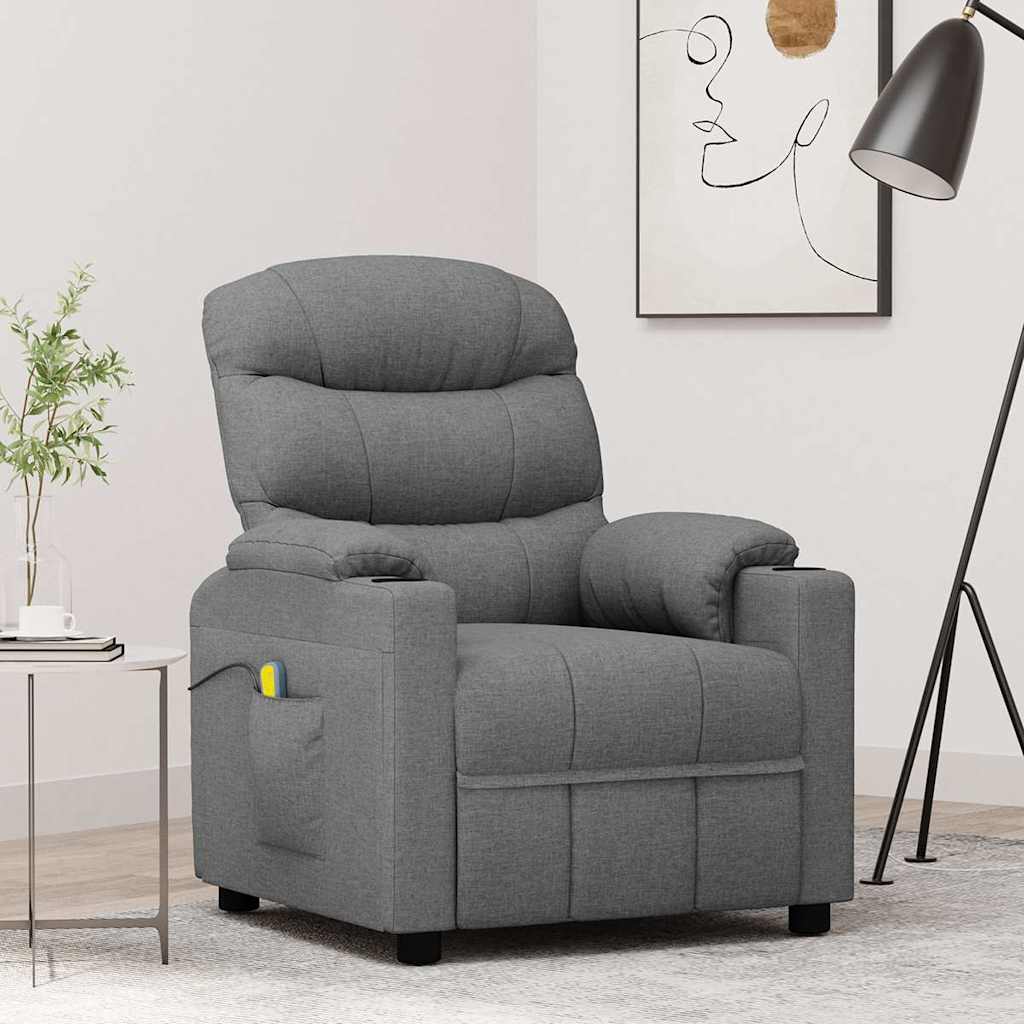 Massagefåtölj ljusgrå tyg