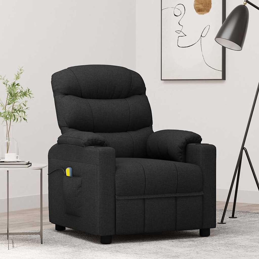 Massagefåtölj svart tyg