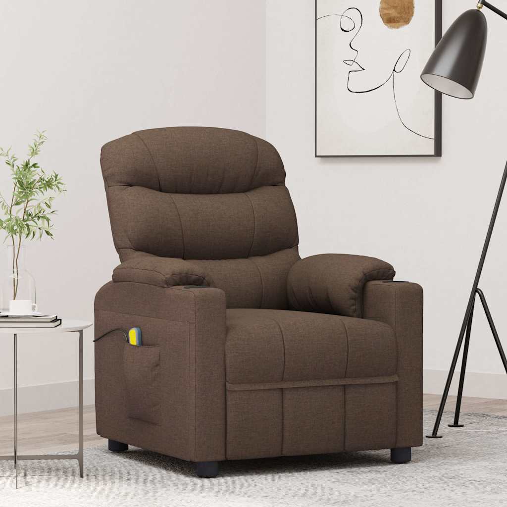 Massagefåtölj brun tyg