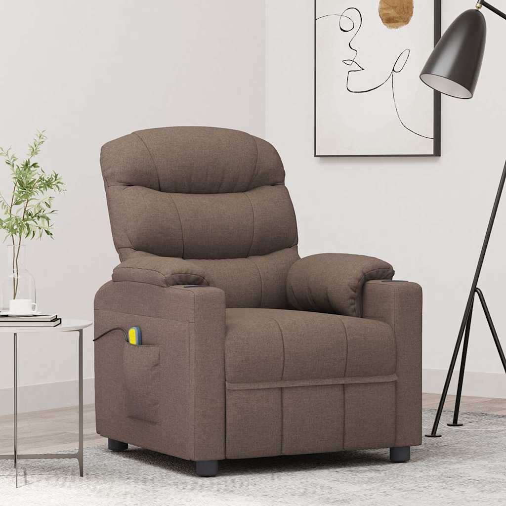 Massagefåtölj taupe tyg