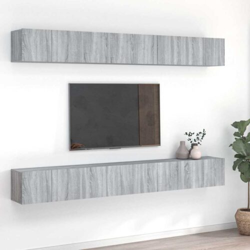 Tv-bänk 8 delar grå sonoma 60x30x30 cm konstruerat trä