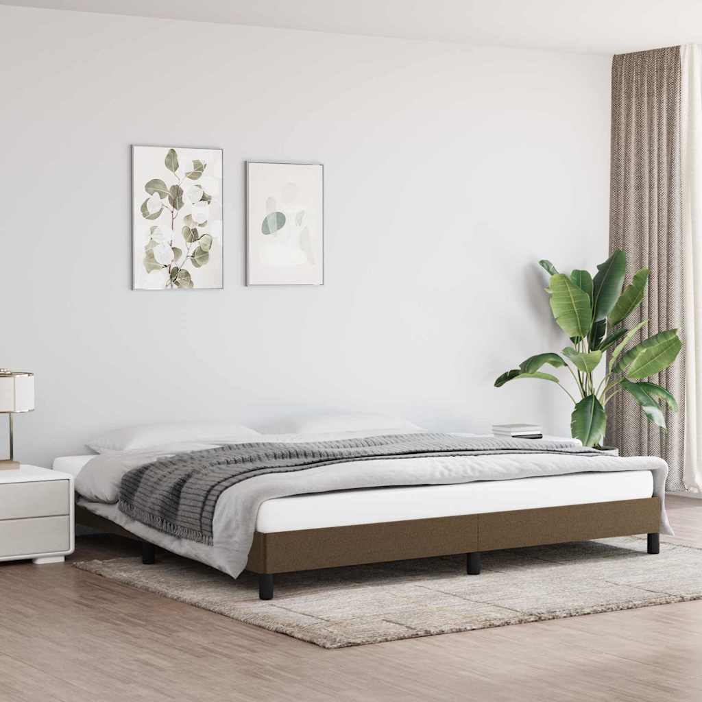 Sängram utan madrass mörkbrun 200x200 cm tyg