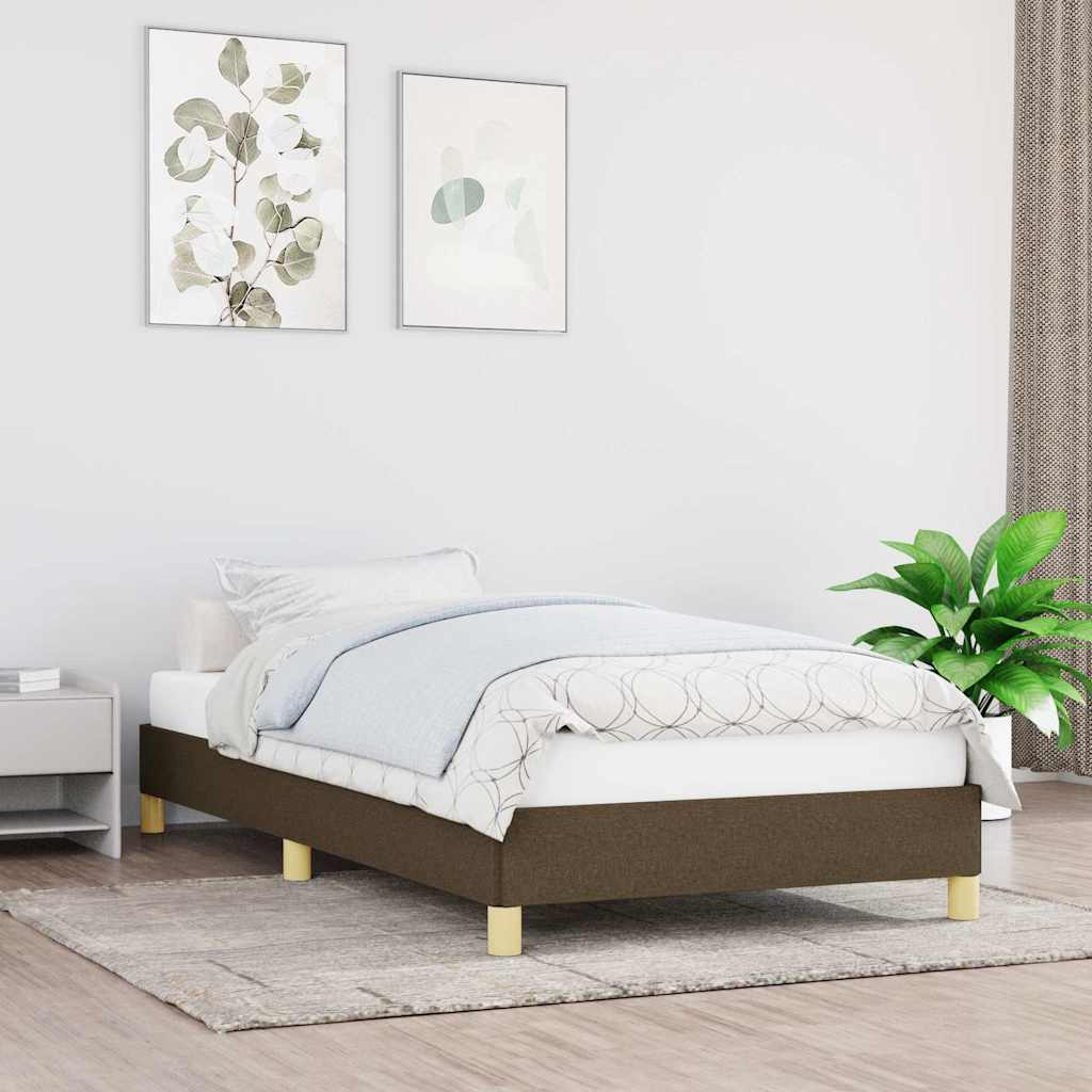 Sängram utan madrass mörkbrun 80x200 cm tyg