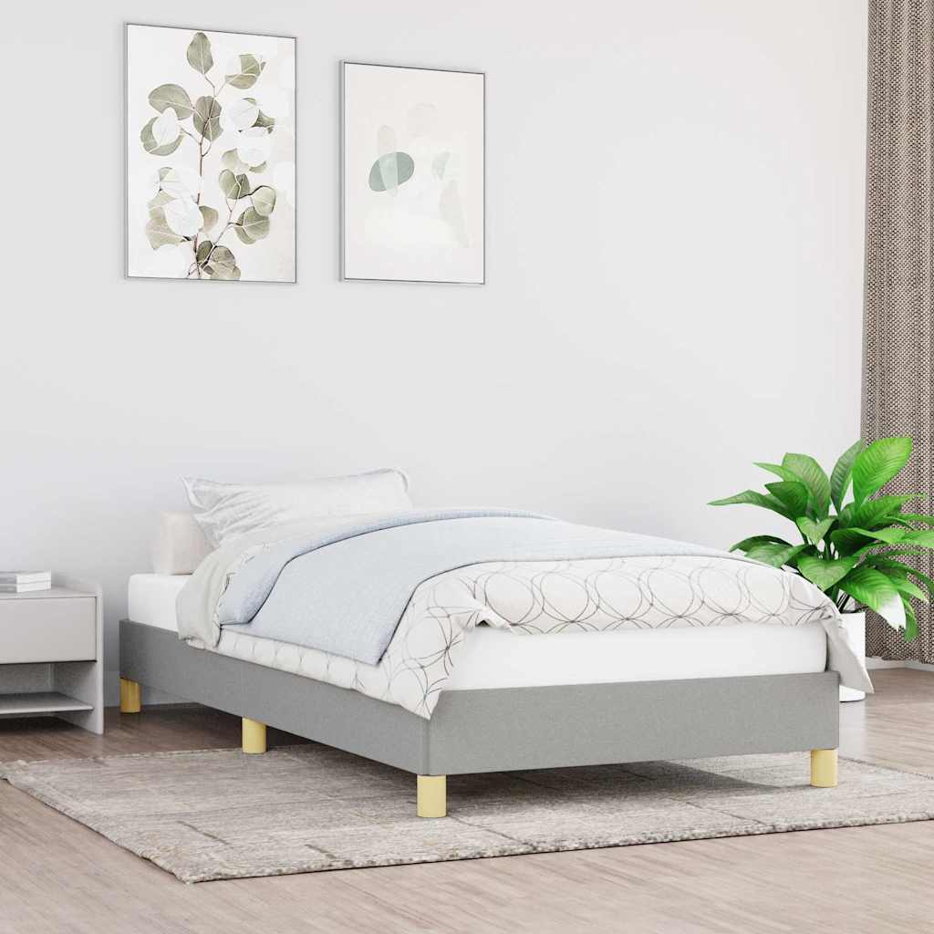 Sängram utan madrass ljusgrå 90x190 cm tyg