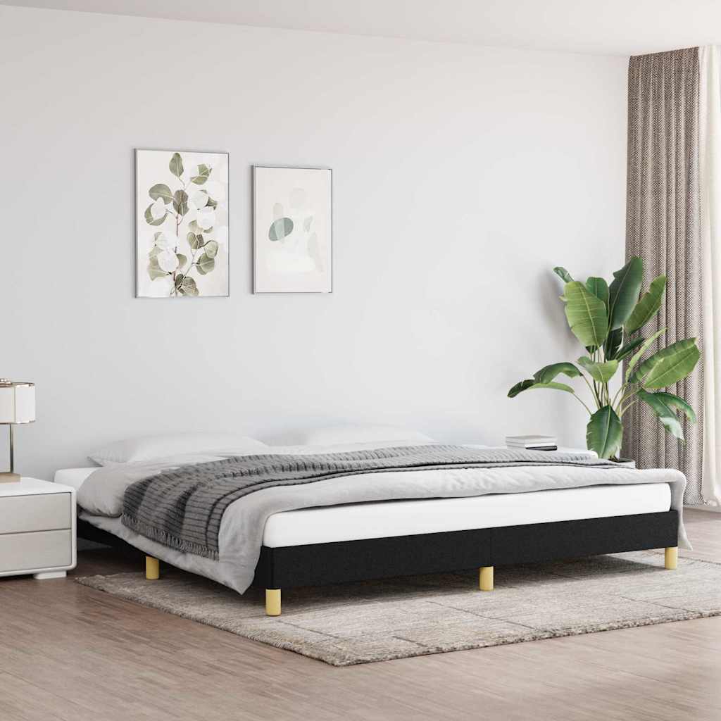 Sängram utan madrass svart 200x200 cm tyg