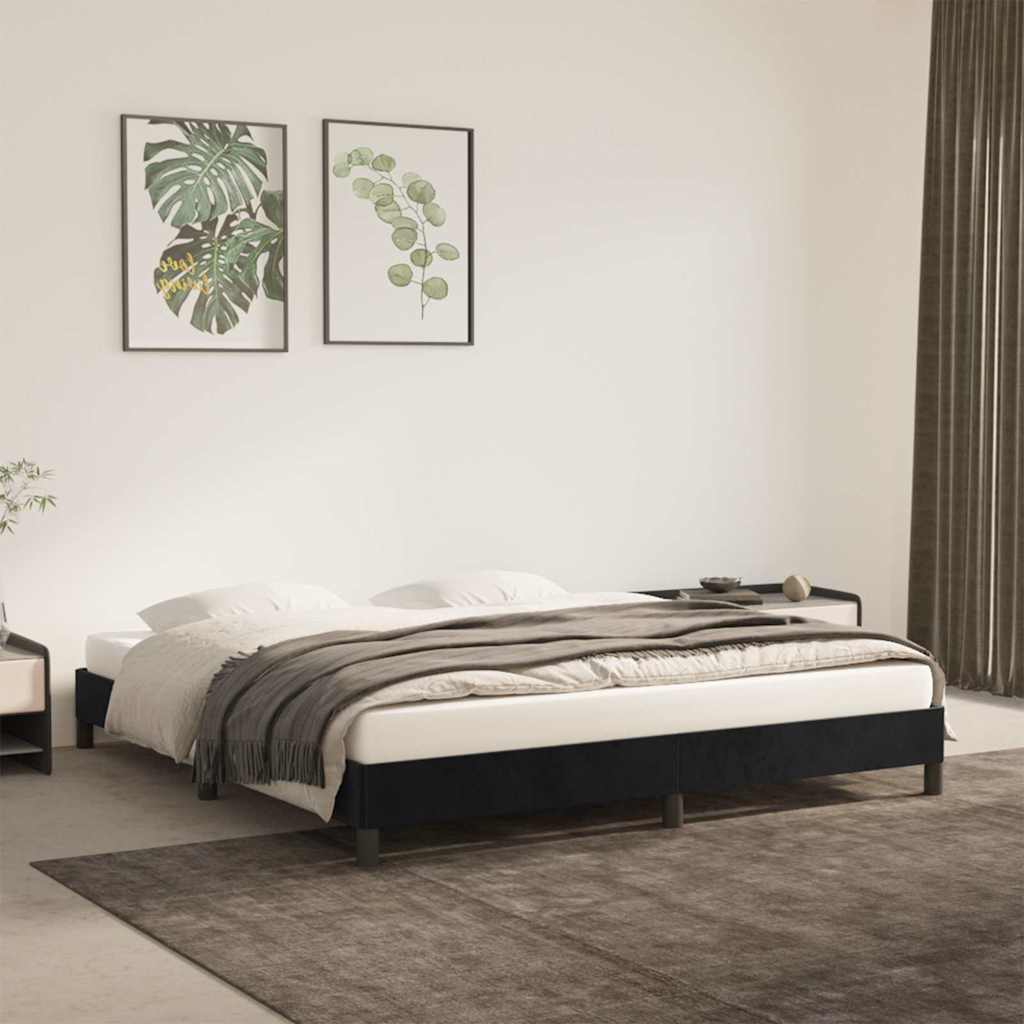 Sängram utan madrass svart 180x200 cm sammet
