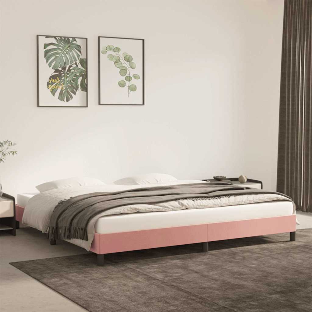 Sängram rosa 200x200 cm sammet