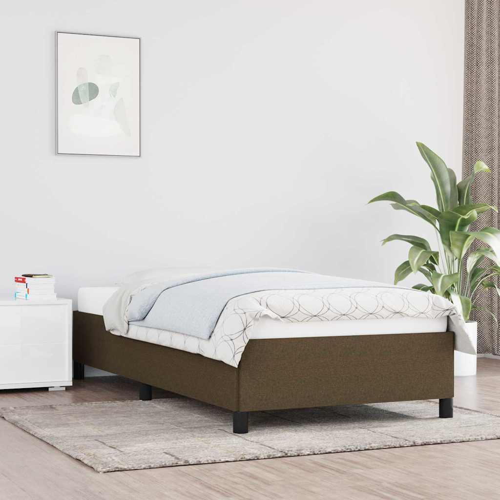 Sängram utan madrass mörkbrun 90x200 cm tyg