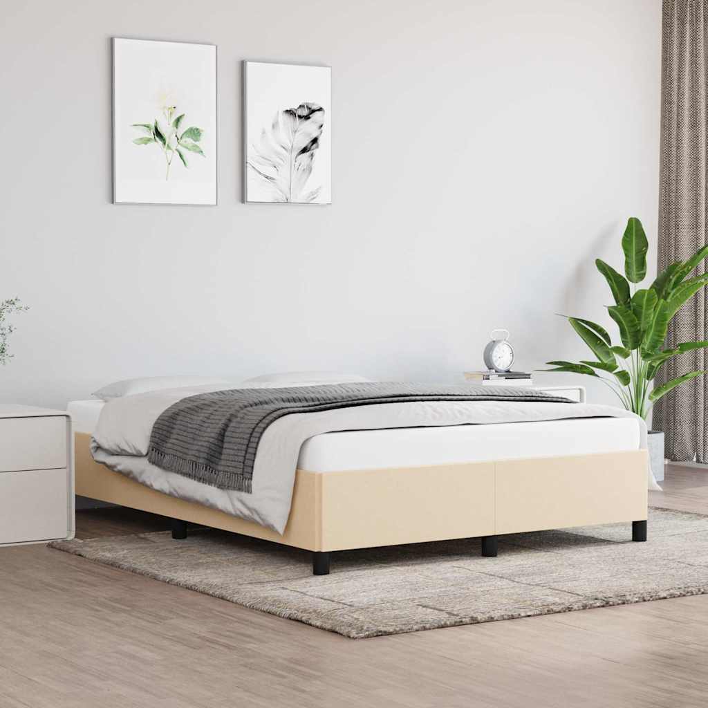 Sängram utan madrass gräddvit 140x190 cm tyg