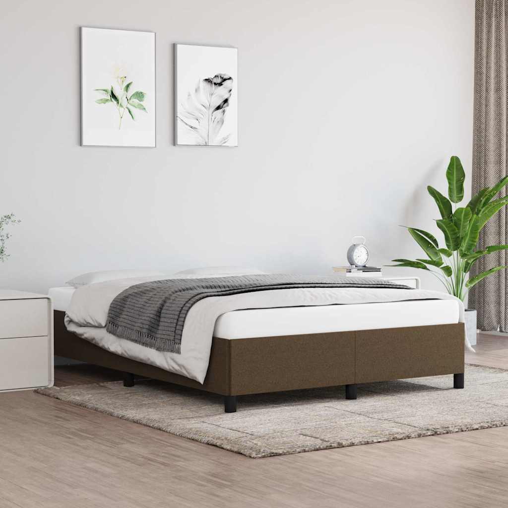 Sängram utan madrass mörkbrun 140x200 cm tyg