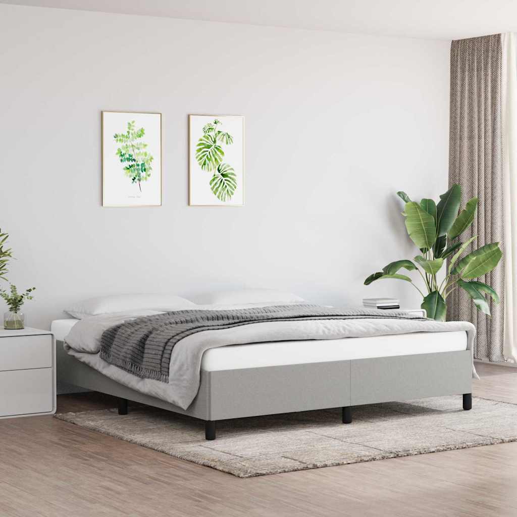 Sängram utan madrass ljusgrå 160x200 cm tyg