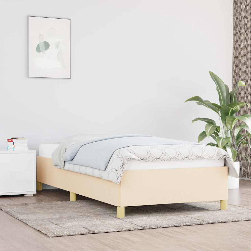Sängram utan madrass cremefärgad 80x200 cm tyg