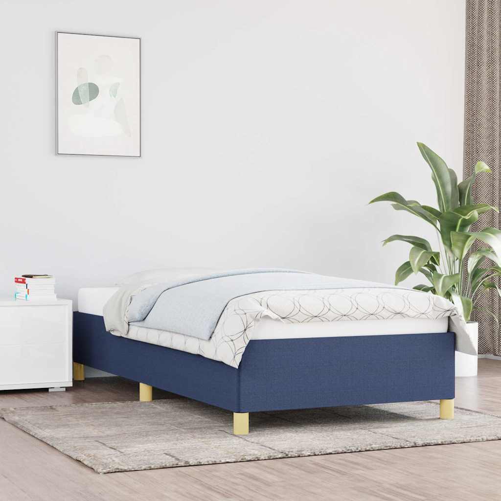 Sängram utan madrass blå 90x200cm tyg