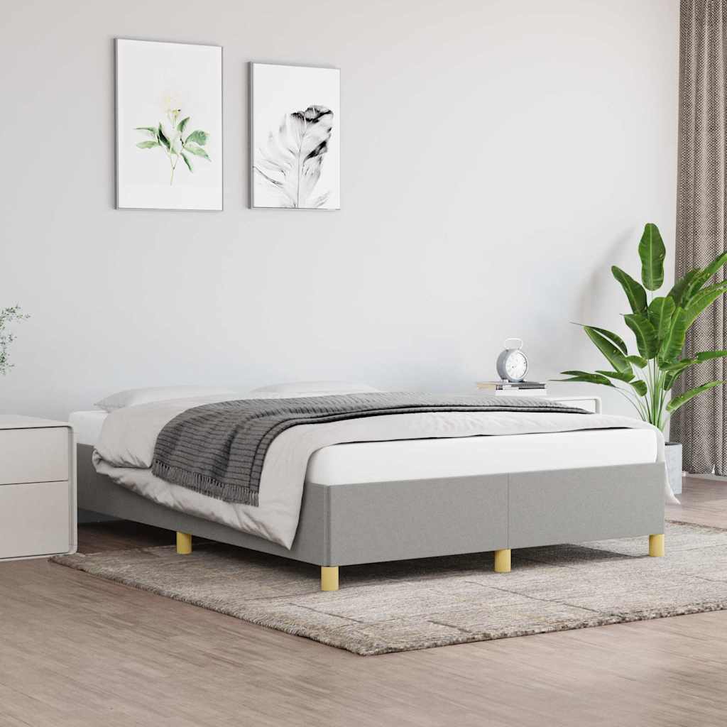 Sängram utan madrass ljusgrå 140x200 cm tyg