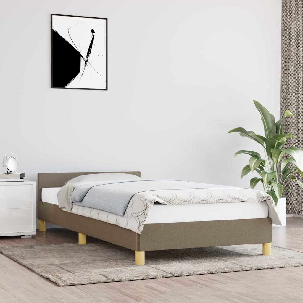 Sängram med huvudgavel utan madrass taupe 90x200 cm tyg