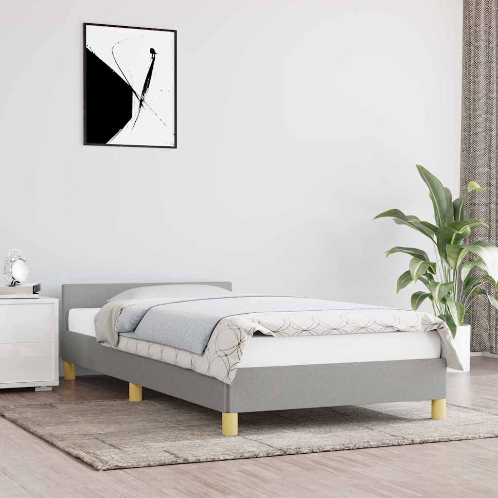 Sängram utan madrass ljusgrå 100x200 cm tyg