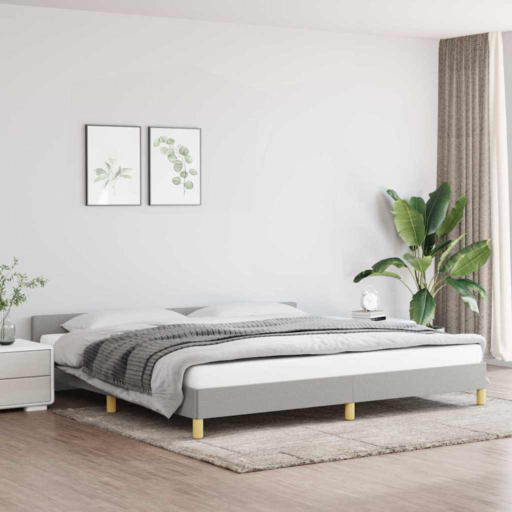 Sängram utan madrass ljusgrå 200x200 cm tyg