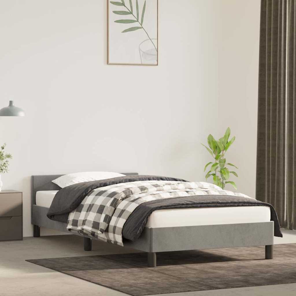 Sängram utan madrass ljusgrå 80x200 cm sammet