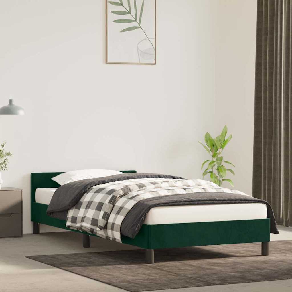 Sängram utan madrass mörkgrön 80x200 cm sammet