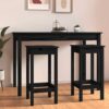 Barstolar 2 st svarta 40x40x78 cm massivt trä furu