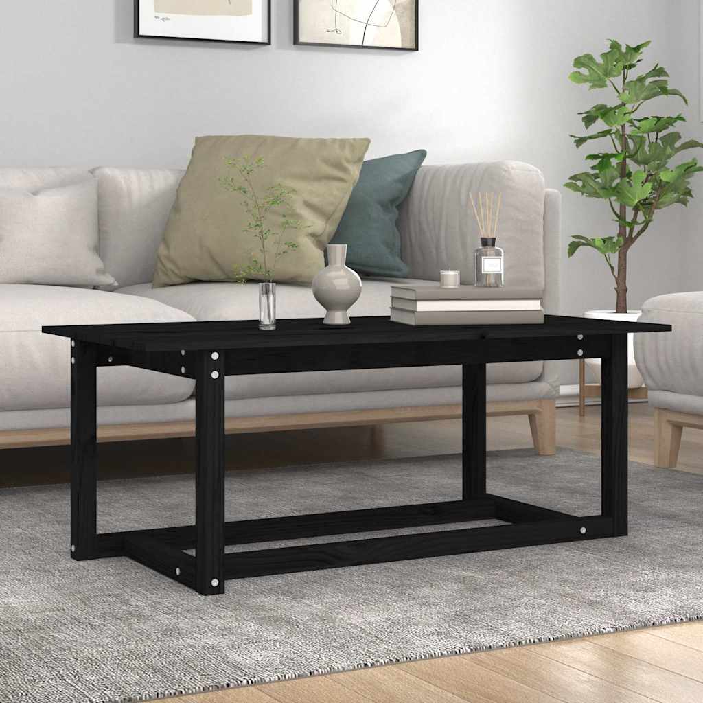 Soffbord svart 110x55x45 cm massiv furu