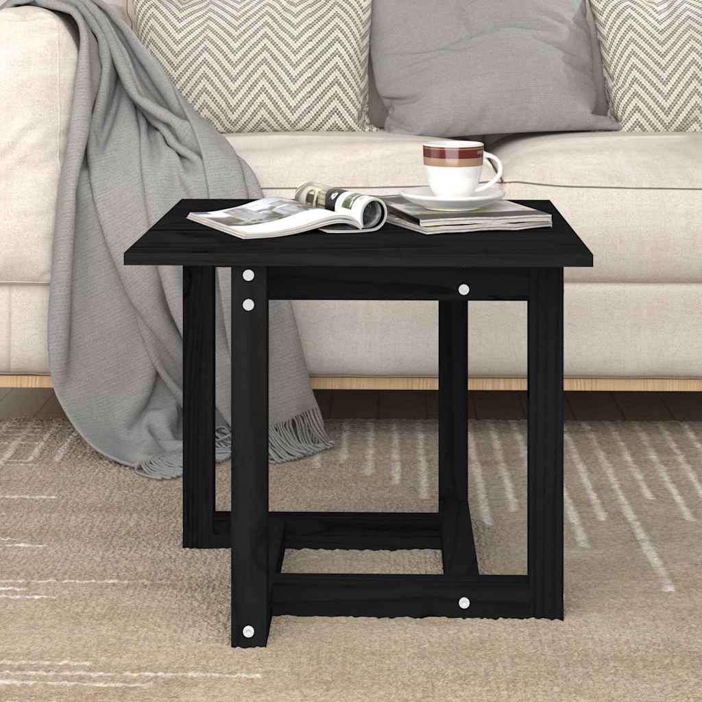 Soffbord svart 50x50x45 cm massivt furu