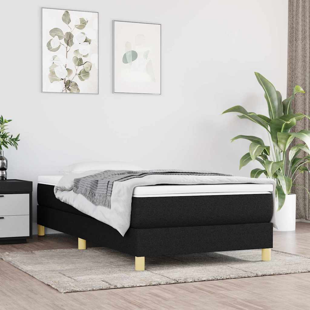 Boxspring-sängram svart 90x190 cm tyg