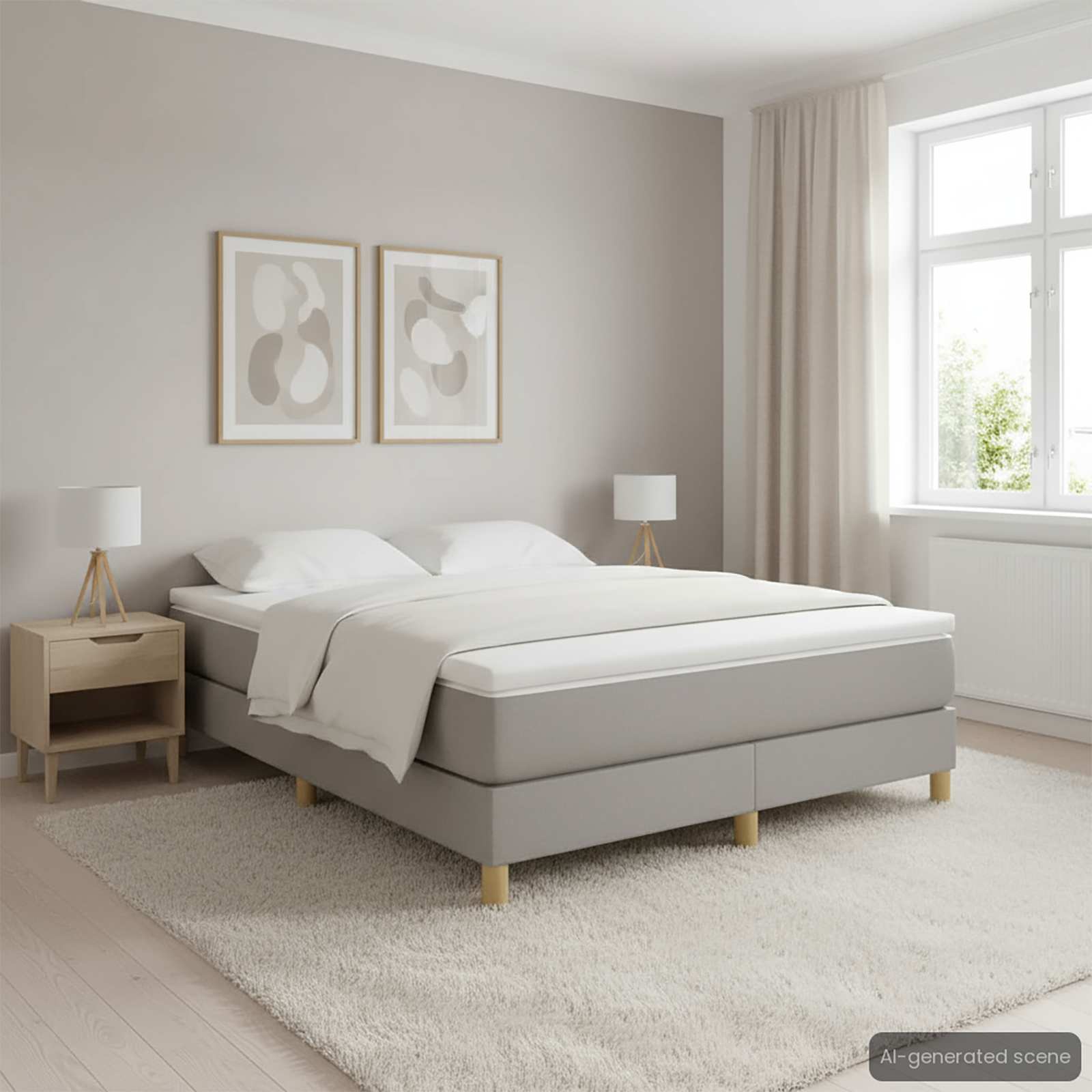 Boxspring-sängram ljusgrå 140x200 cm tyg