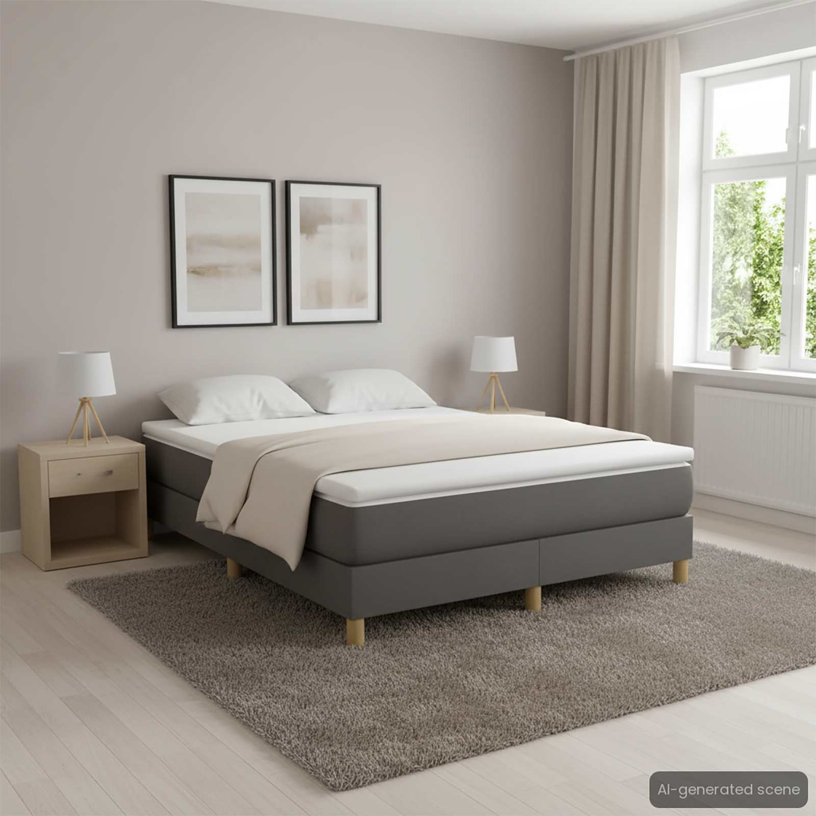 Boxspring-sängram mörkgrå 140x200 cm tyg