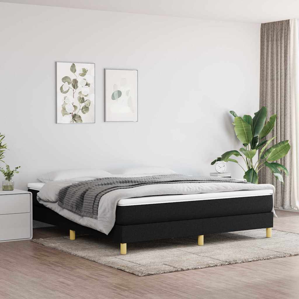 Boxspring-sängram svart 160x200 cm tyg