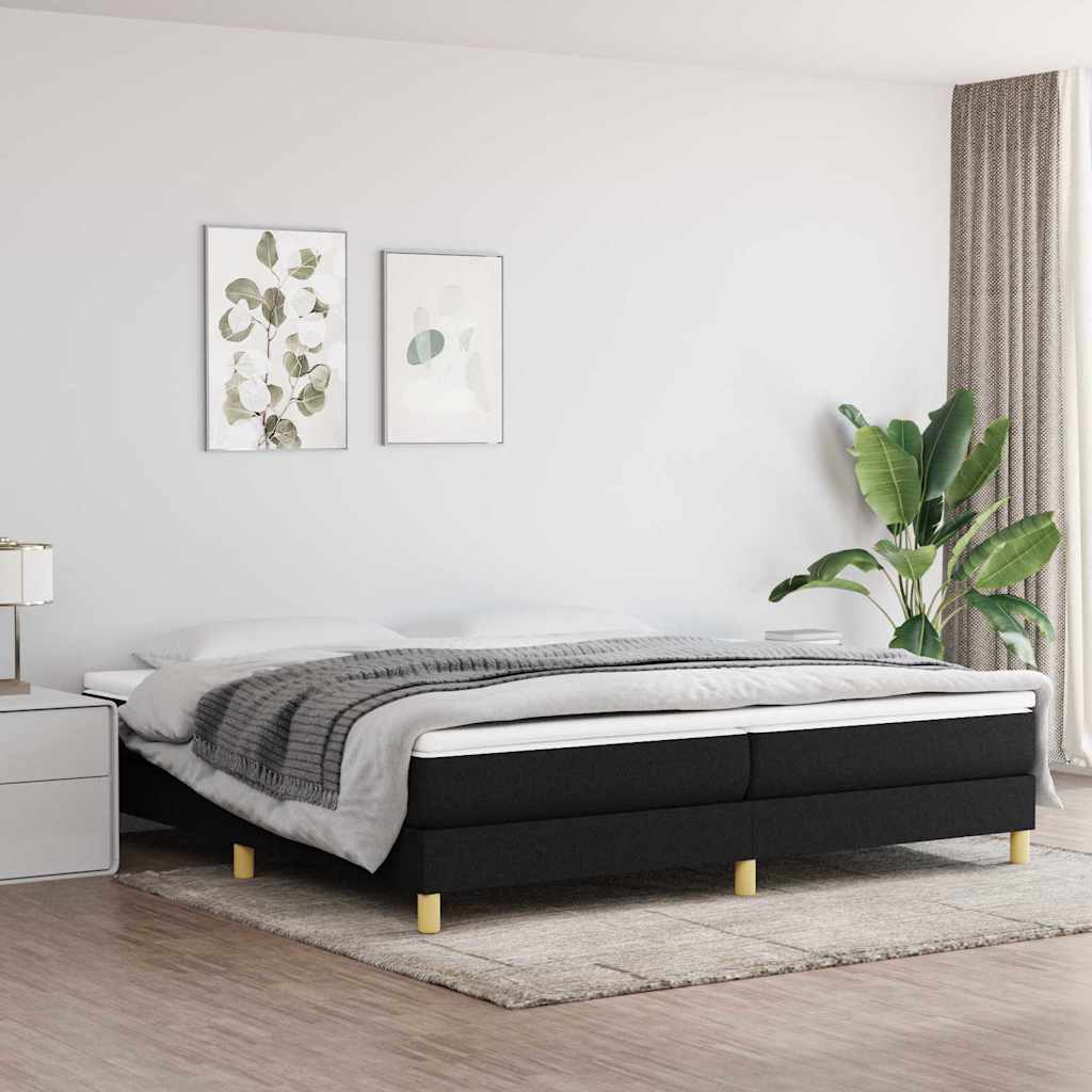 Boxspring-sängram svart 200x200 cm tyg