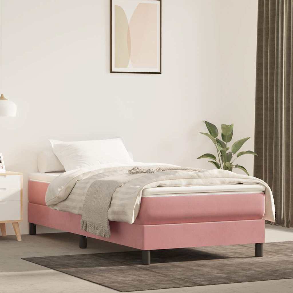 Boxspring-sängram rosa 100x200 cm sammet
