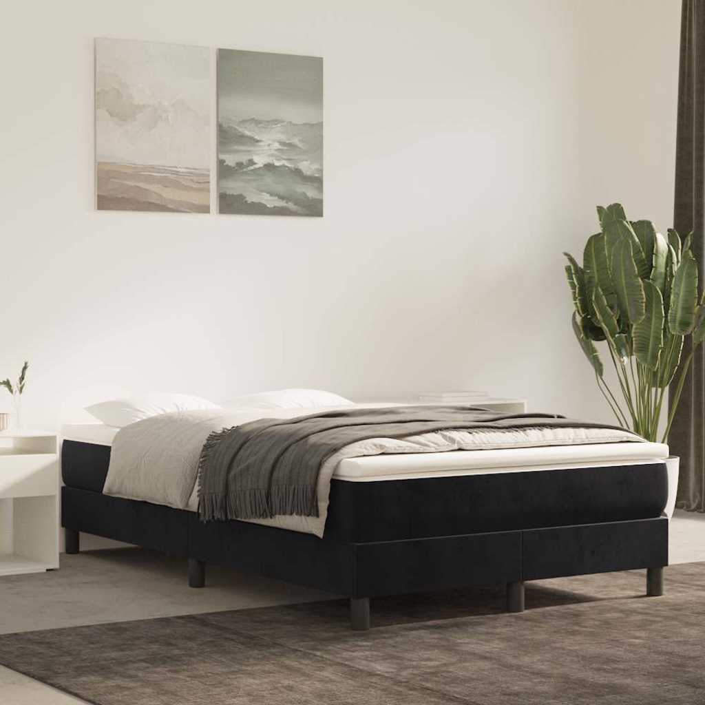 Boxspring-sängram svart 120x200 cm sammet