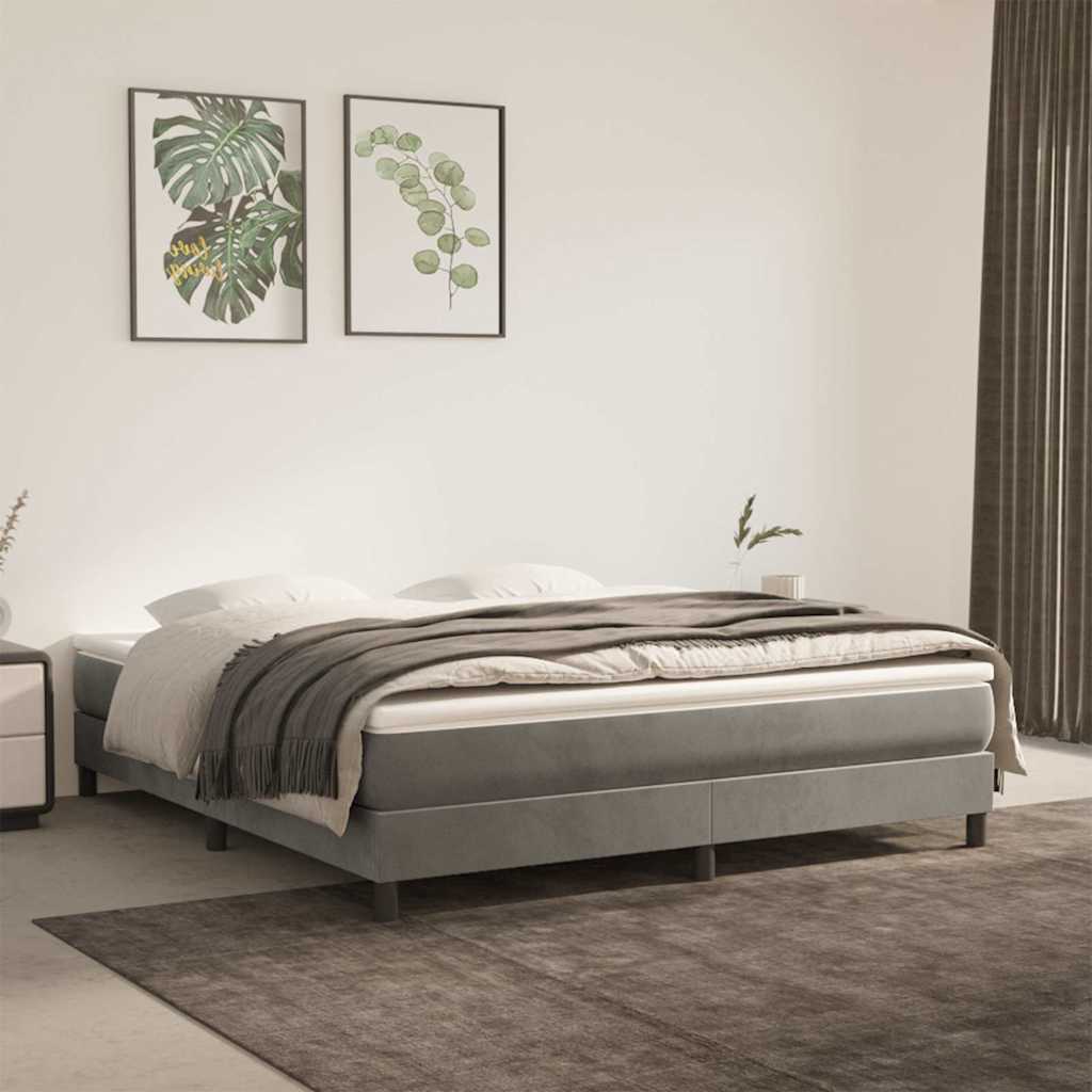 Boxspring-sängram ljusgrå 160x200 cm sammet