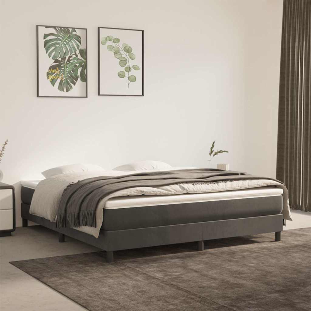 Boxspring-sängram mörkgrå 160x200 cm sammet