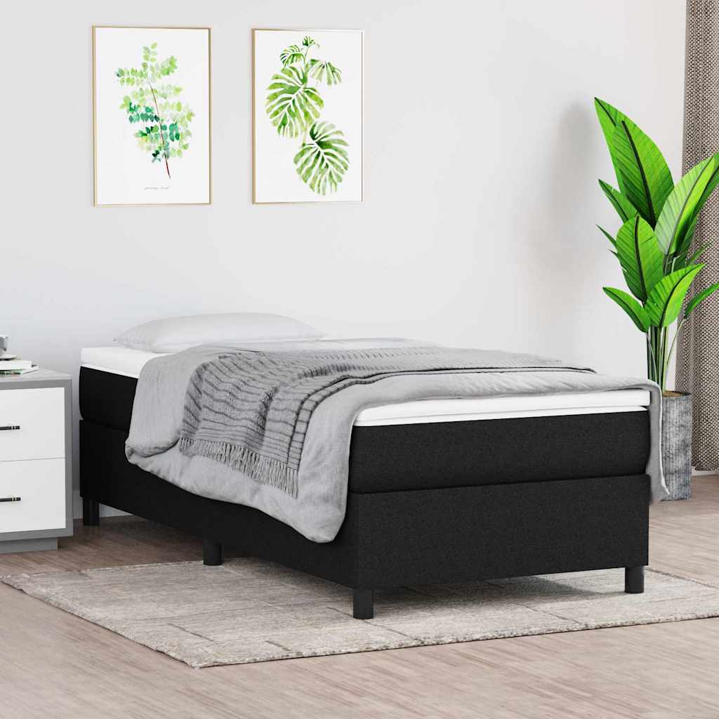 Boxspring-sängram svart 100x200 cm tyg