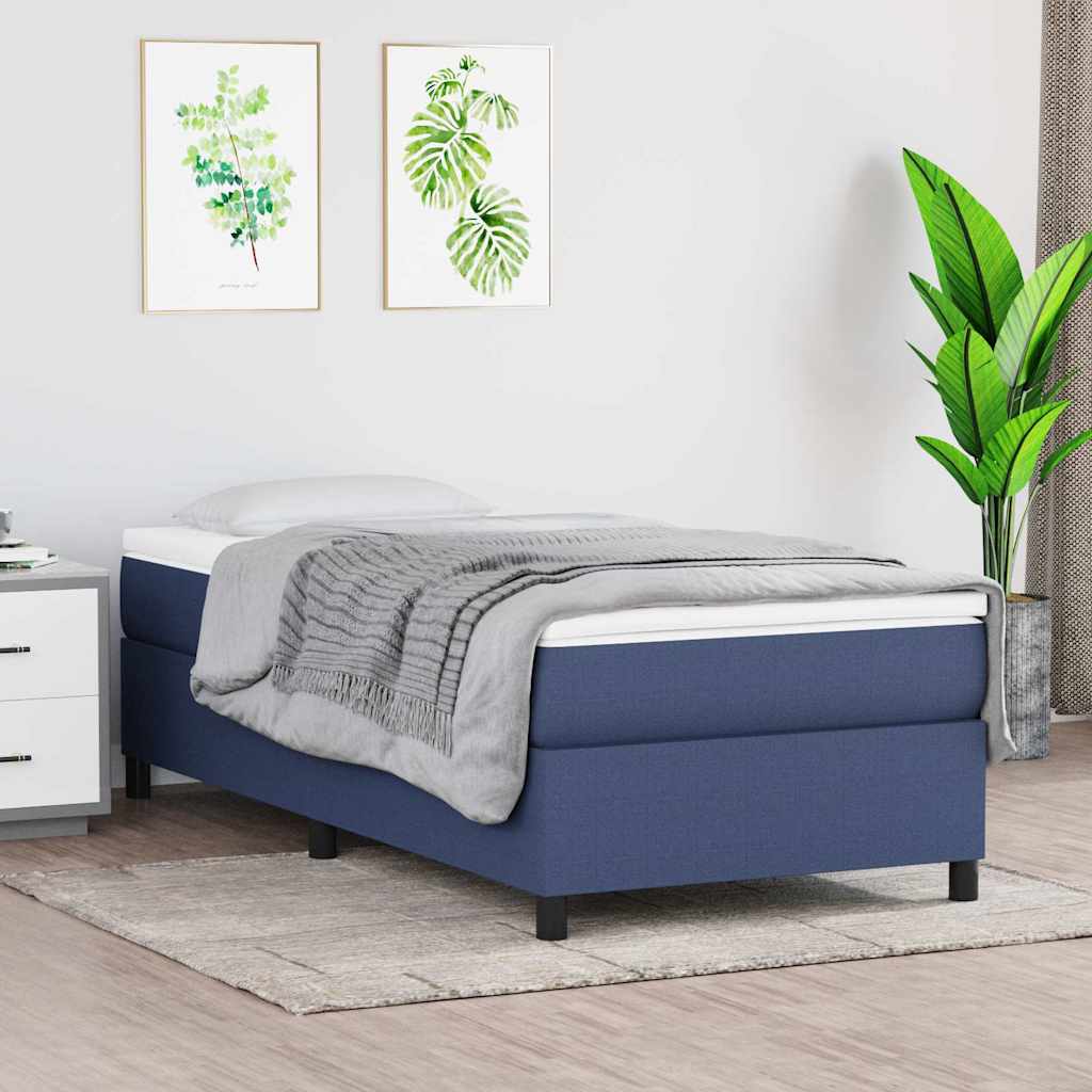 Boxspring-sängram blå 100x200 cm tyg