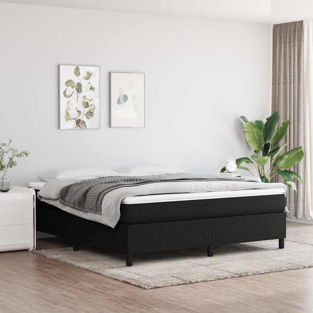 Boxspring-sängram svart 180x200 cm tyg