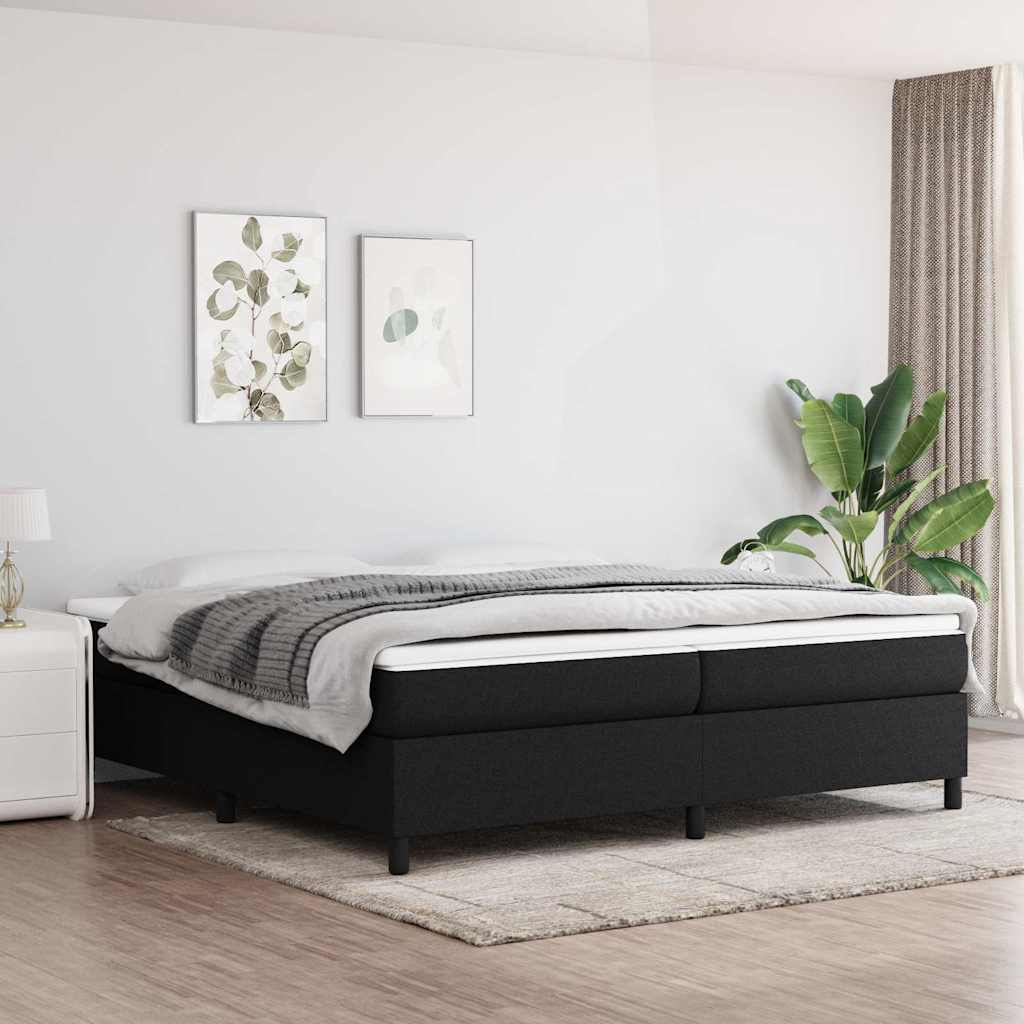 Boxspring-sängram svart 200x200 cm tyg