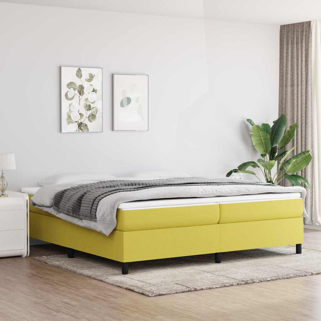 Boxspring-sängram grön 200x200 cm tyg