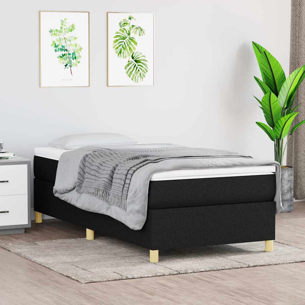 Boxspring-sängram svart 80x200 cm tyg