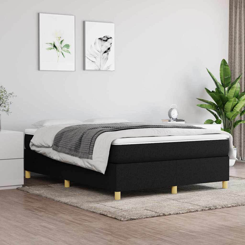 Boxspring-sängram svart 140x190 cm tyg