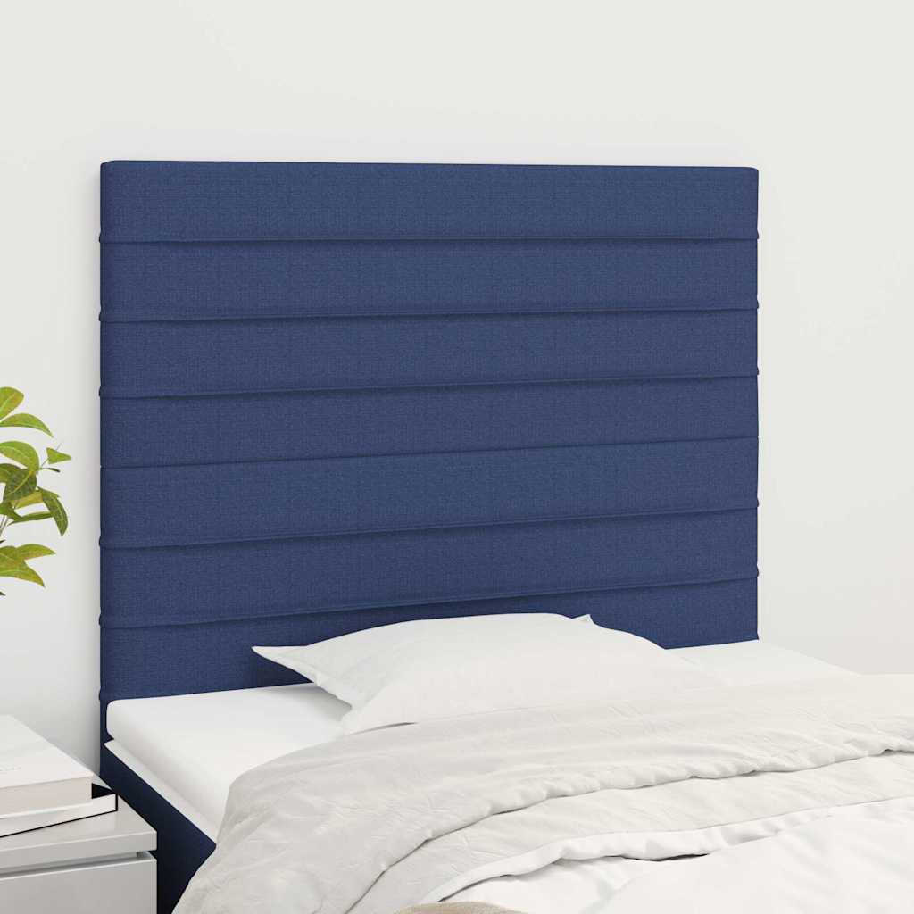 Sänggavel blå 100x5x118/128 cm tyg