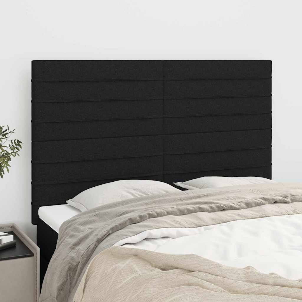 Sänggavel svart 144x5x118/128 cm tyg